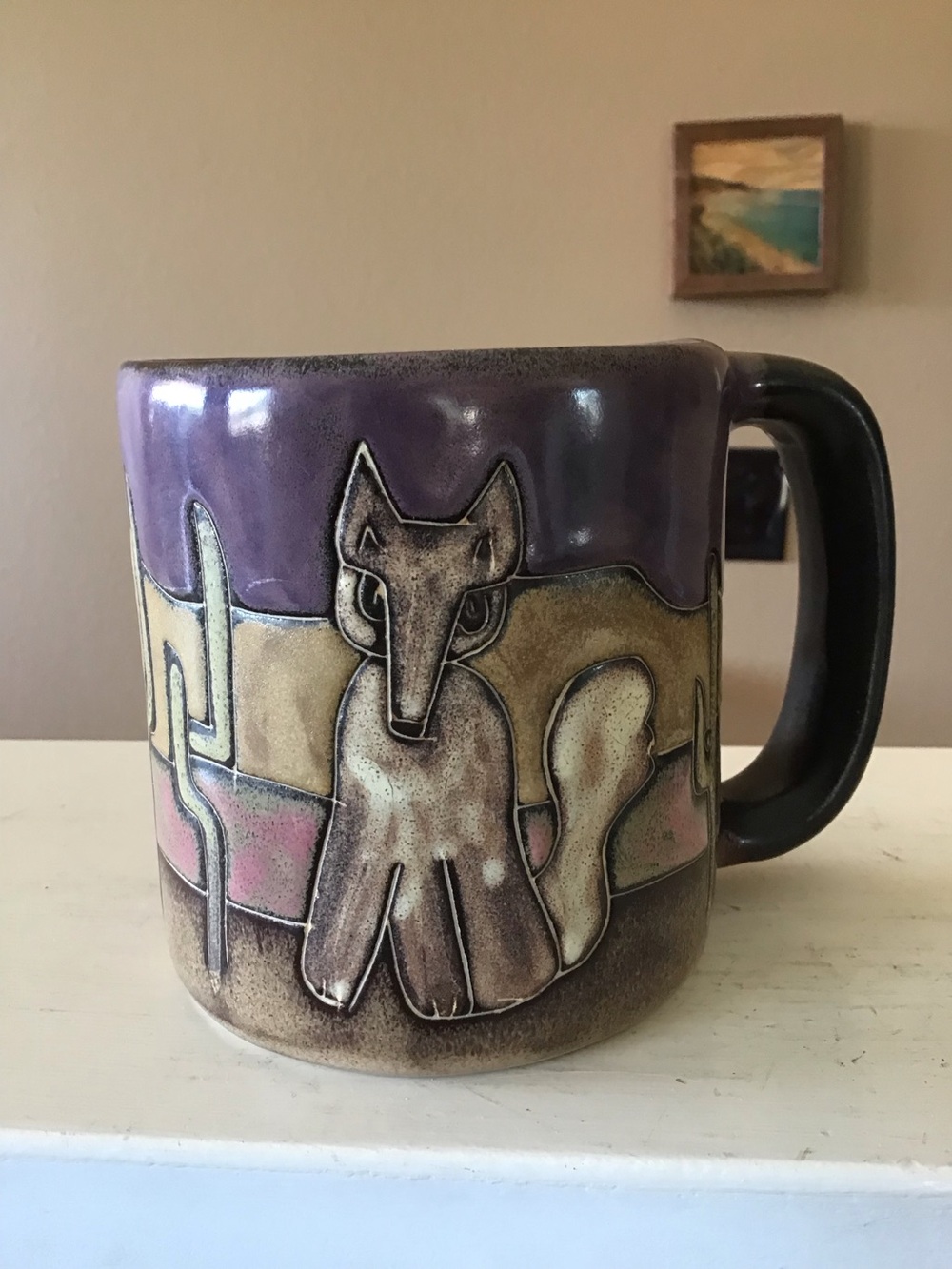 Mara Studio Pottery Large Coyote Desert Cacti Mug